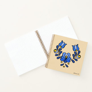 Ungarisches Stickereimuster, "Matyó" - blau Notizbuch