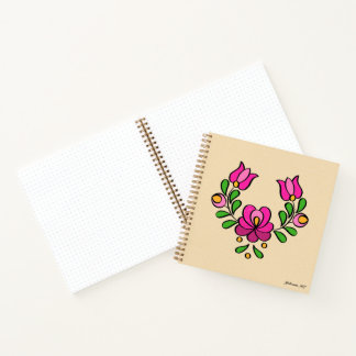 Ungarisches Stickereimuster, "Matyó" - rosa Notizbuch