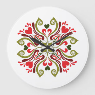 Ungarisches Tulpen-Blumenmotiv Große Wanduhr
