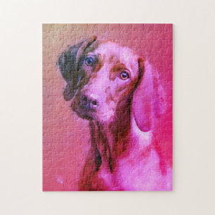 Ungarisches Vizsla Hund Kunstmuseum Rosa Puzzle