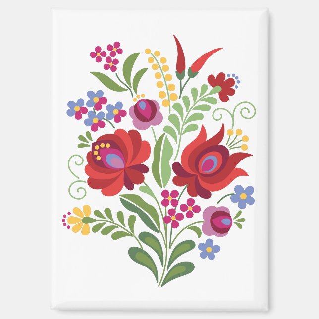 Ungarisches Volkskunst-Design Rote Paprika Magnet (Vorderseite)