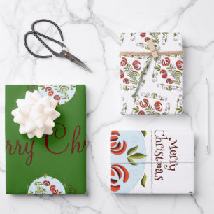 Ungarisches Volkskunst-Weihnachtsornament Geschenkpapier Set
