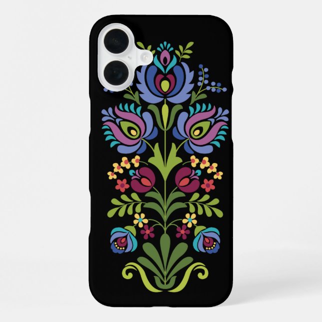 Ungarisches Volkskunstdesign Lavendelblüten iPhone Hülle (Rückseite)