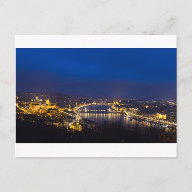 Ungarn Budapest Abendpanorama Postkarte (Vorderseite)