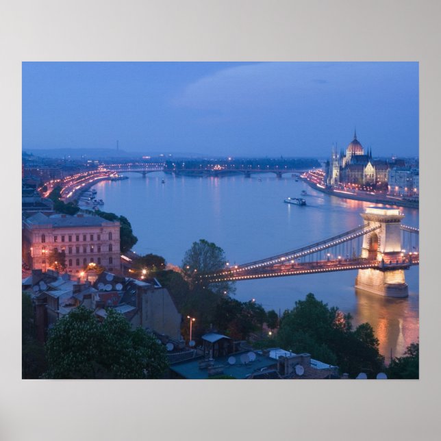 UNGARN, Budapest: Széchenyi (Kettenbrücke), 2 Poster (Vorne)