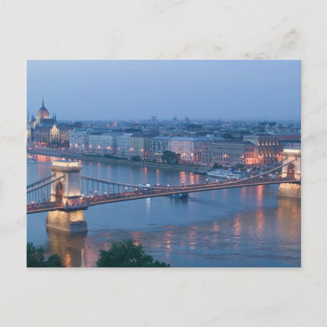 Ungarn, Budapest: Széchenyi (Kettenbrücke), 3 Postkarte (Vorderseite)