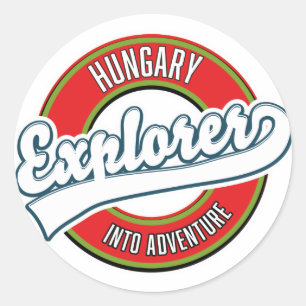 Ungarn-Entdecker in das Abenteuer-Logo Runder Aufkleber