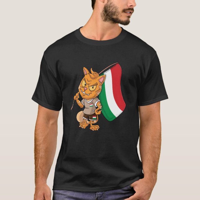 Ungarn Fan Katze T-Shirt (Vorderseite)