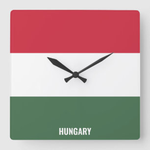 Ungarn-Flagge blendend Patriotisch Quadratische Wanduhr