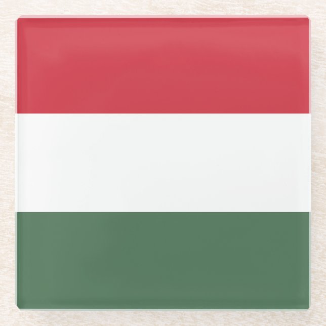 Ungarn-Flagge Glasuntersetzer (Vorderseite)