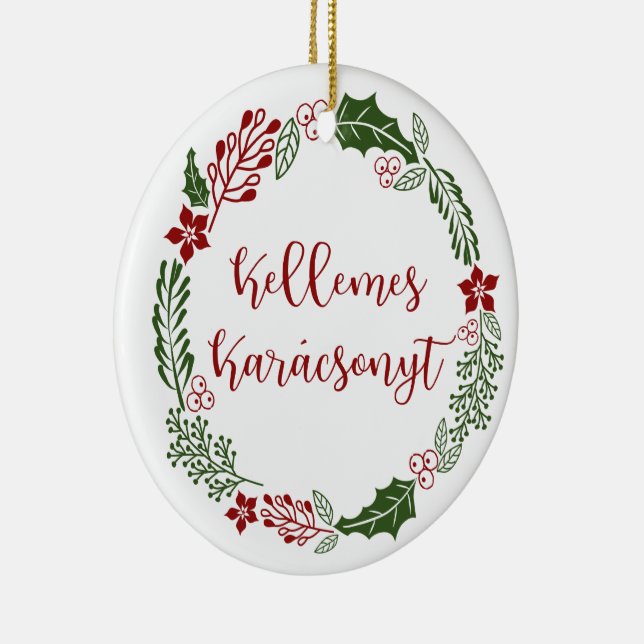 Ungarn Frohe Weihnachts Wreath Kellemes Karácsonyt Keramik Ornament (Rechts)