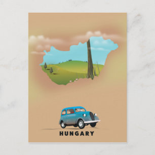 Ungarn Illustrierte Landkarte Reiseplakat Postkarte