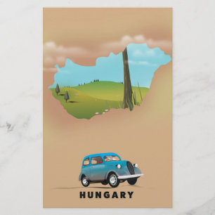 Ungarn Illustrierte Reiselandkarte Poster