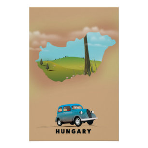 Ungarn Illustriertes Reiseplakat Poster