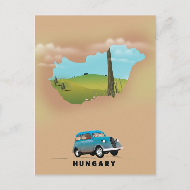 Ungarn Illustriertes Reiseplakat Postkarte (Vorderseite)
