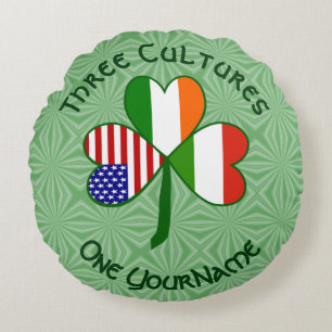 Ungarn Irland USA Kleeblatt Flagge Personalisiert Rundes Kissen
