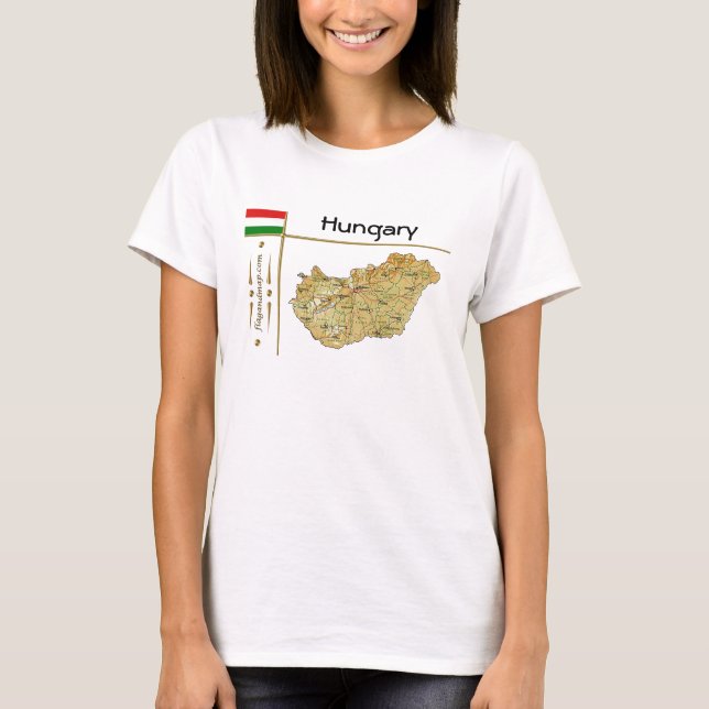 Ungarn Karte + Flagge + T - Shirt (Vorderseite)
