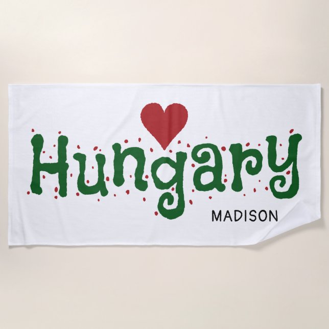Ungarn Liebe individuelle Name Strandtuch (Vorderseite)