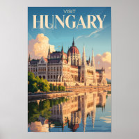 Ungarn Parlament Illustration Reise Kunst Vintage