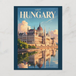 Ungarn Parlament Illustration Reise Kunst Vintage Postkarte