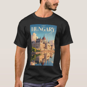 Ungarn Parlament Illustration Reise Kunst Vintage T-Shirt