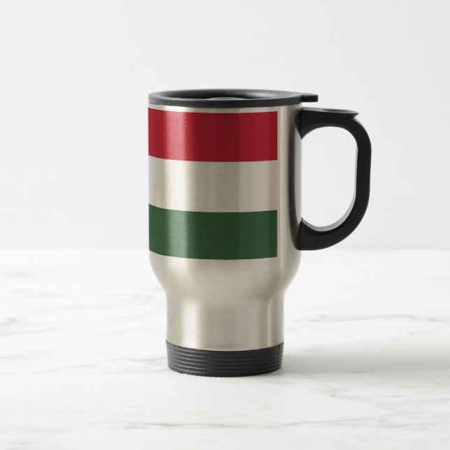 Ungarn Red White Green Stripes Reisebecher (Rechts)