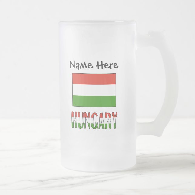 Ungarn und Ungarische Flagge Personalisiert Mattglas Bierglas (Rechts)