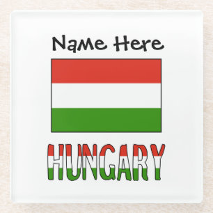 Ungarn und Ungarn-Flagge Personalisiert  Glasuntersetzer