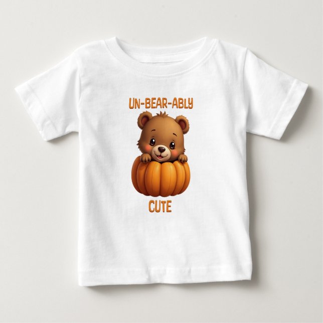 Ungebärlich Niedlicher Bär im Kürbisherbst Baby T-shirt (Vorderseite)