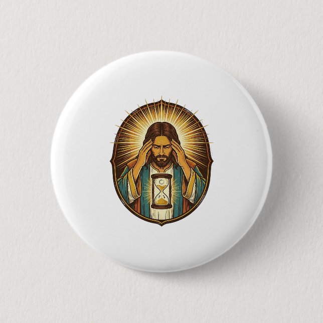 Ungeduldiger Jesus Ladeuhr Langsames Internet Te Button (Vorderseite)