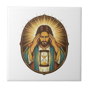 Ungeduldiger Jesus Ladeuhr Langsames Internet Te Fliese