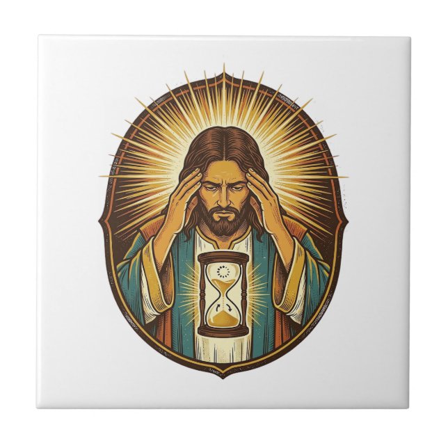Ungeduldiger Jesus Ladeuhr Langsames Internet Te Fliese (Vorderseite)