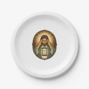 Ungeduldiger Jesus Ladeuhr Langsames Internet Te Pappteller