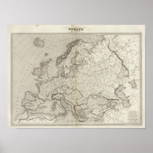 Ungefärbte Karte Europas Poster