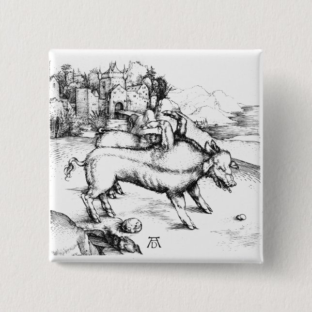 Ungeheueres Schwein Button (Vorderseite)