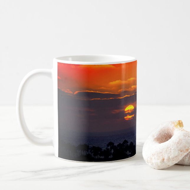 Ungeheure Dankbarkeit Sunset Beach Inspiriert Kaffeetasse (Mit Donut)