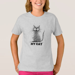 Ungepflegte Kritzelkatze – Minimalistischer Charme T-Shirt