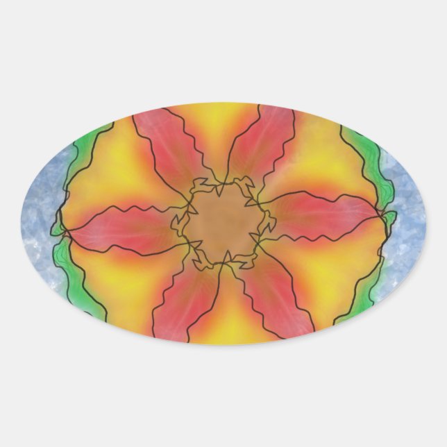 Ungerade Blume Ovaler Aufkleber (Vorderseite)