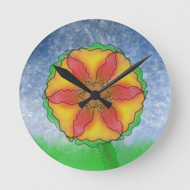 Ungerade Blume Runde Wanduhr (Vorderseite)