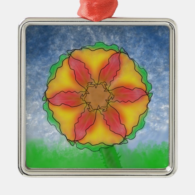 Ungerade Blume Silbernes Ornament (Vorne)