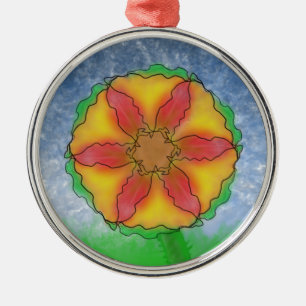 Ungerade Blume Silbernes Ornament