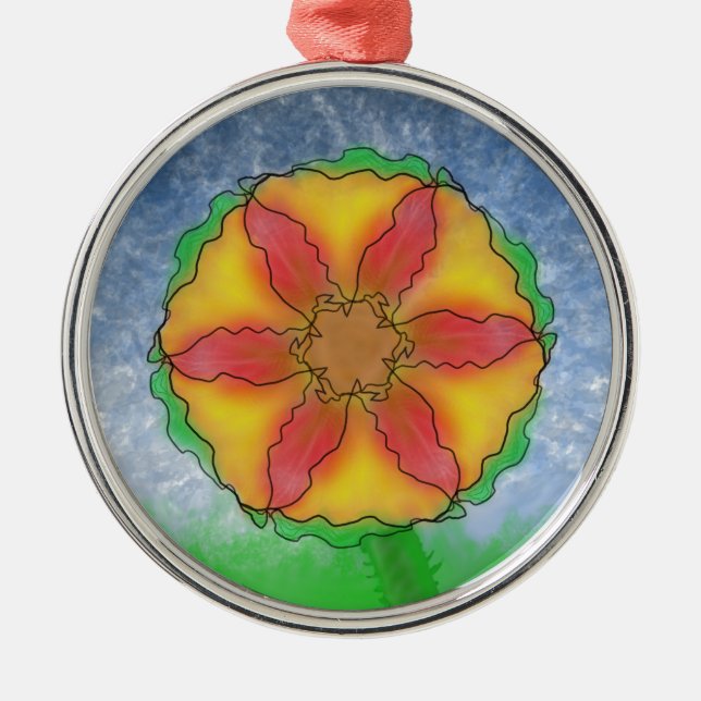 Ungerade Blume Silbernes Ornament (Vorne)