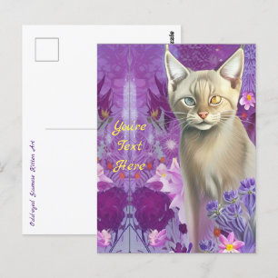 Ungerade Mit Augen siamesische Kätzin rosa Postkarte