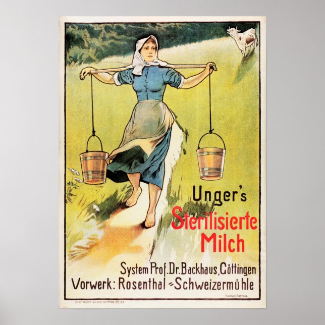 UNGER's sterilisierte pasteurisierte Milchkuh Poster (Vorne)