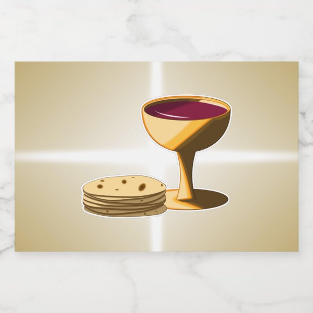 Ungesäuertes Brot und Wein Das letzte Abendessen O Alkoholflaschenetikett (Einzelnes Label)