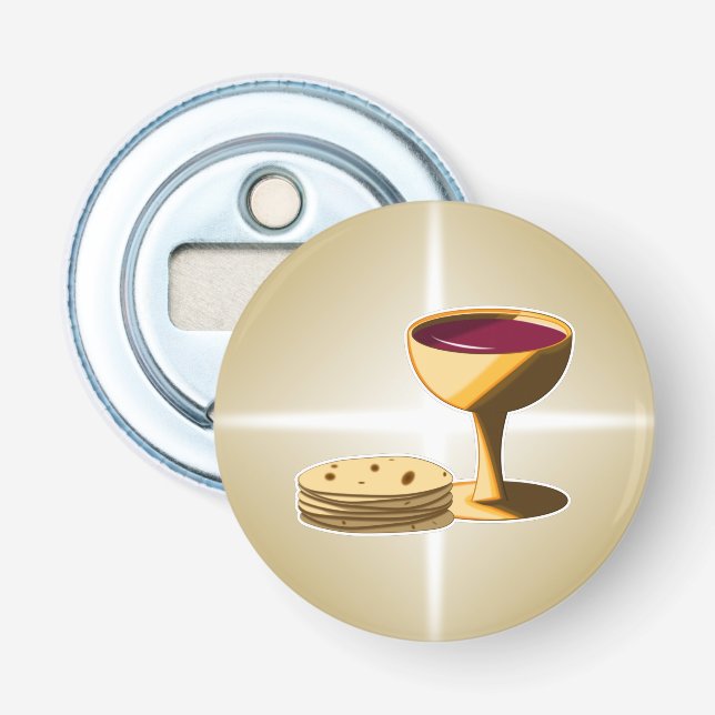 Ungesäuertes Brot und Wein Das letzte Abendessen O Flaschenöffner (Vorderseite)