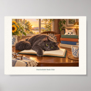 Ungestalteter Buchclub-Lesekatzen-Kunst Poster