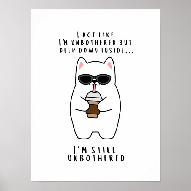 Ungestörte Katze mit Brille trinken Kaffee Poster (Vorne)