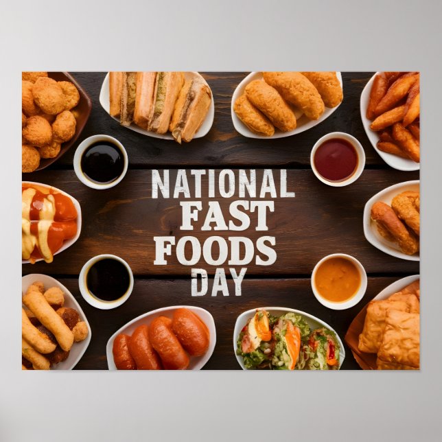 Ungesunde Fast Food mit Sauces verbreitet Poster (Vorne)