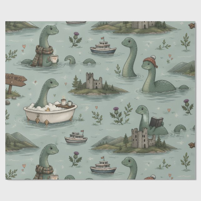Ungetüm von Loch Ness  Geschenkpapier (Flach)